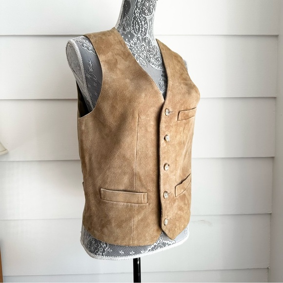 Tan Suede Vest Men’s Boho Western Festival - Picture 4 of 7